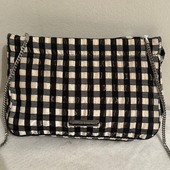 Loeffler Randall Silk Bag Chain Strap Plaid Check Clutch with Bow - Picture 6 of 16